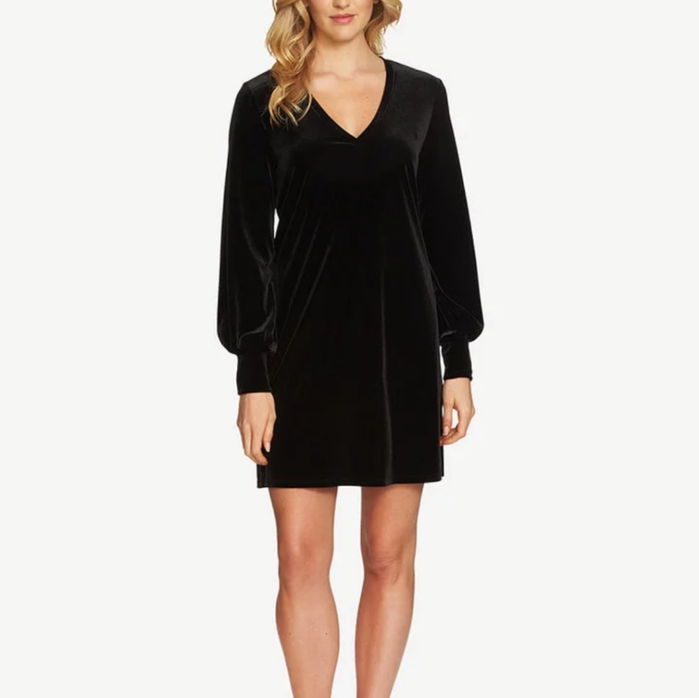 NEW! 1. STATE PUFF SLEEVE VELVET DRESS S - Picture 1 of 8